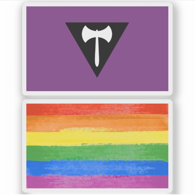 Sticker Drapeau de fierté lesbienne Hache violette (Devant)