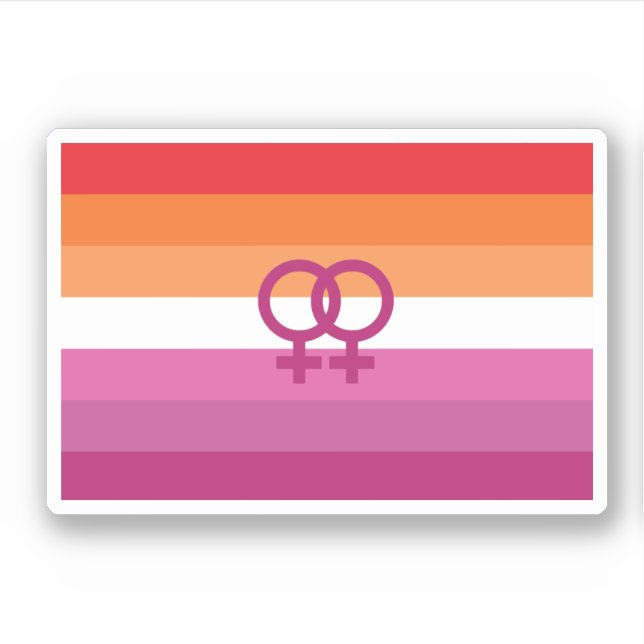 Sticker Drapeau de fierté lesbienne WLW (Coucher de soleil (Devant)