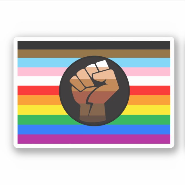 Sticker Drapeau de fierté POC de progrès LGBTQ+ (Devant)
