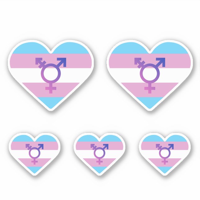 Sticker Drapeau de fierté trans cœur (Devant)