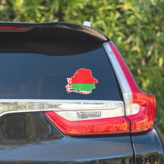 Sticker Drapeau de la Biélorussie sur la carte du pays