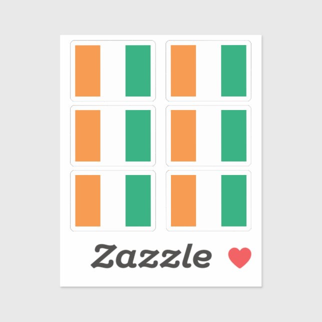 Sticker Drapeau de la Collection Côte d'Ivoire pack de 6 (Feuille)