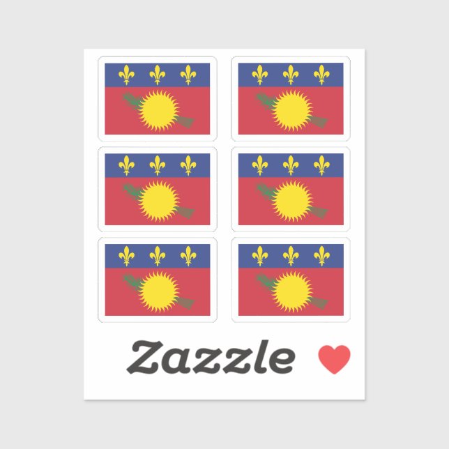 Sticker Drapeau de la collection Guadeloupe pack de 6 (Feuille)
