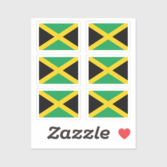 Sticker Drapeau de la collection Jamaïque pack de 6 (Feuille)