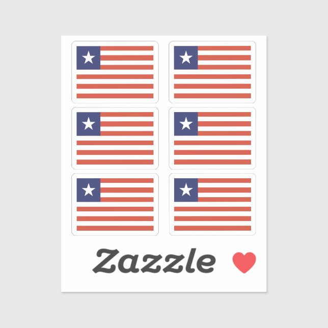 Sticker Drapeau de la collection Liberia pack de 6 (Feuille)