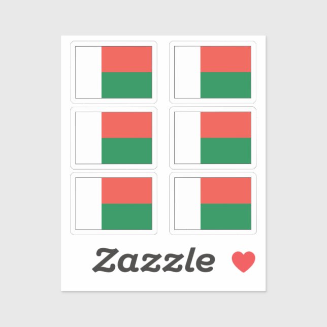 Sticker Drapeau de la collection Madagascar pack de 6 (Feuille)