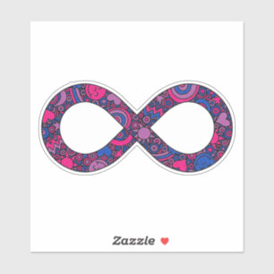 Sticker Drapeau de la fierté bisexuelle de Doodle Neurodiv