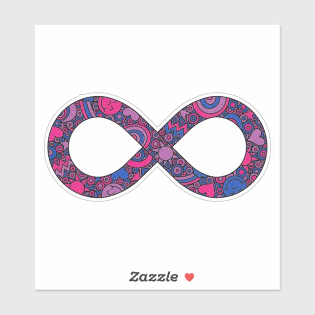 Sticker Drapeau de la fierté bisexuelle de Doodle Neurodiv (Feuille)