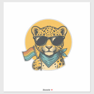 Sticker Drapeau de la fierté du léopard arc-en-ciel Design