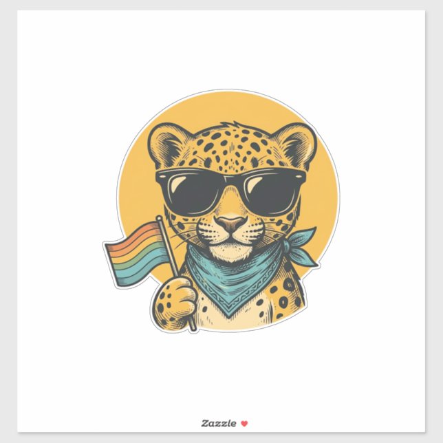 Sticker Drapeau de la fierté du léopard arc-en-ciel Design (Feuille)