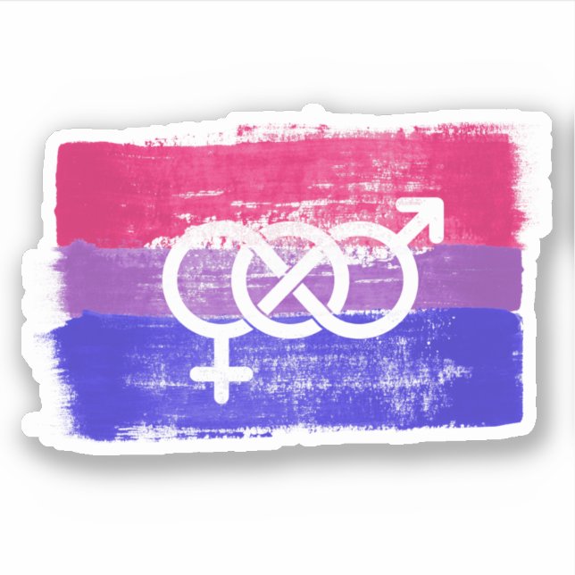 Sticker Drapeau de la fierté du symbole bisexuel peint (Devant)
