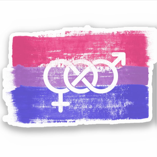 Sticker Drapeau de la fierté du symbole bisexuel peint (Devant)