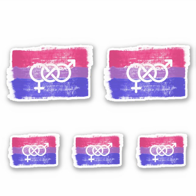Sticker Drapeau de la fierté du symbole bisexuel peint (Devant)