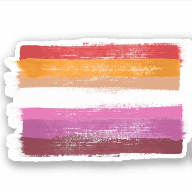 Sticker Drapeau de la fierté lesbienne peint avec des band (Devant)