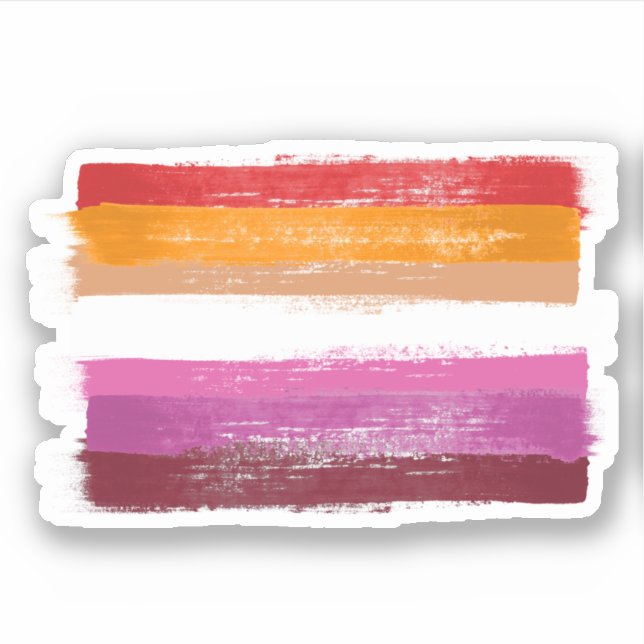 Sticker Drapeau de la fierté lesbienne peint avec des band (Devant)