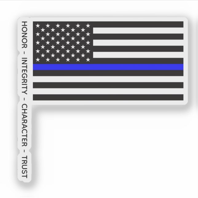Sticker Drapeau de la ligne bleue mince (États-Unis) (Devant)