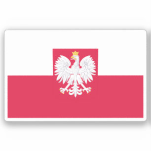 Sticker Drapeau de la Pologne (avec armoiries)