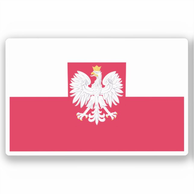 Sticker Drapeau de la Pologne (avec armoiries) (Recto)