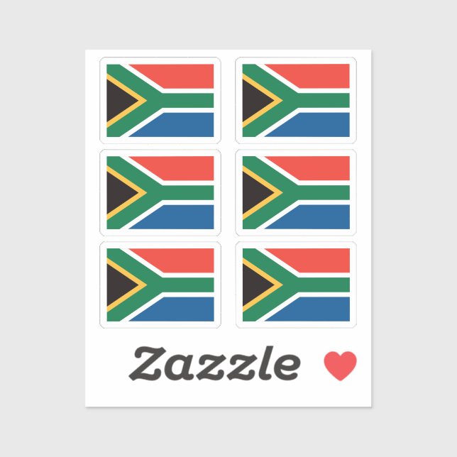 Sticker Drapeau de l'Afrique du Sud Collection pack de 6 (Feuille)