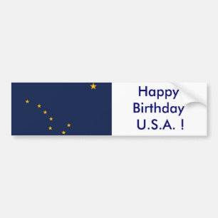 Sticker Drapeau de l'Alaska, Joyeux anniversaire U