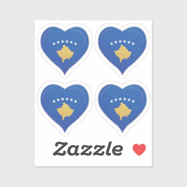 Sticker drapeau de l'amour du Kosovo fierté (Feuille)