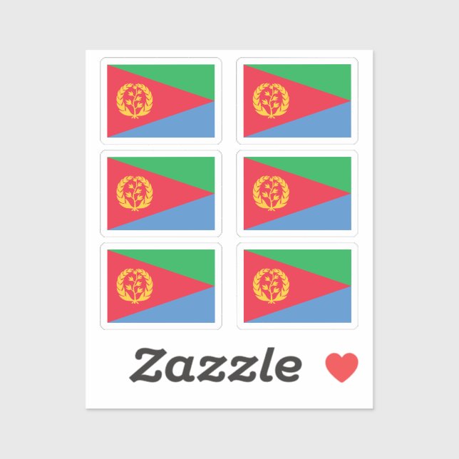 Sticker Drapeau de l'Erythrée Collection pack de 6 (Feuille)