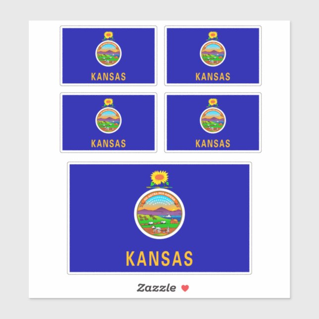 Sticker Drapeau de l'État du Kansas (Feuille)