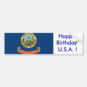 Sticker Drapeau de l'Idaho, Joyeux Anniversaire U.