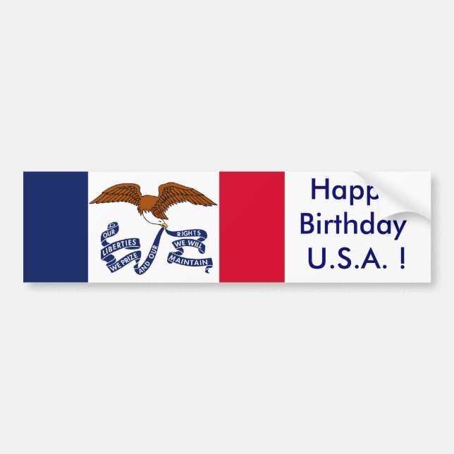 Sticker Drapeau de l'Iowa, Joyeux anniversaire U.S (Devant)