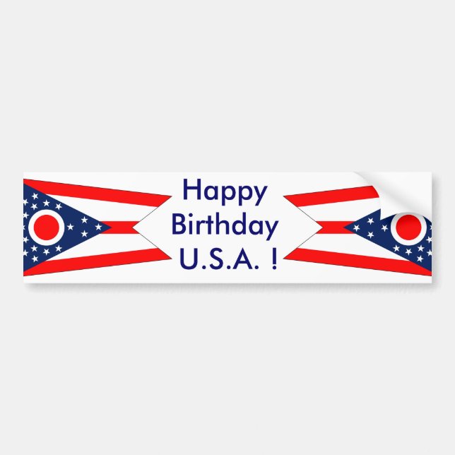Sticker Drapeau de l'Ohio, Joyeux Anniversaire U.S (Devant)
