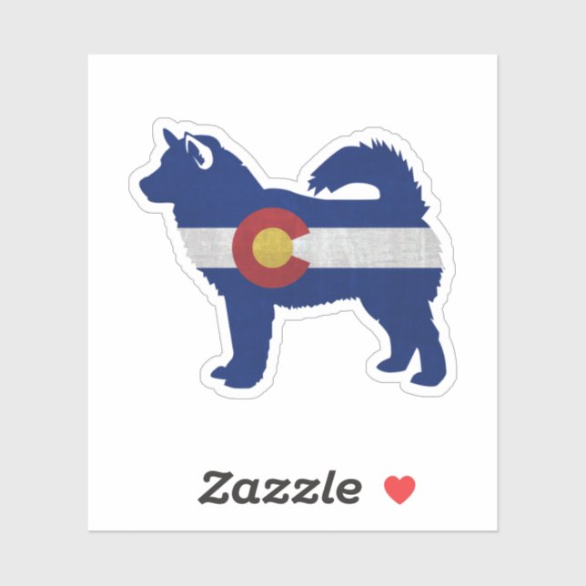 Sticker Drapeau de malamute de chien race Colorado Silhoue (Feuille)