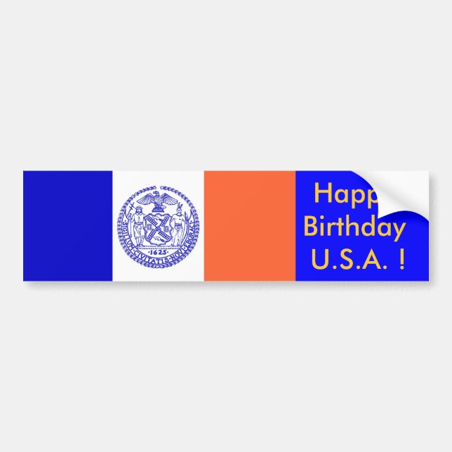 Sticker Drapeau de New York, Joyeux anniversaire U (Devant)