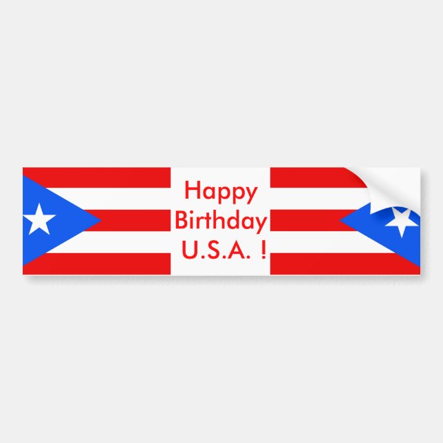 Sticker Drapeau de Porto Rico, Joyeux anniversaire (Devant)