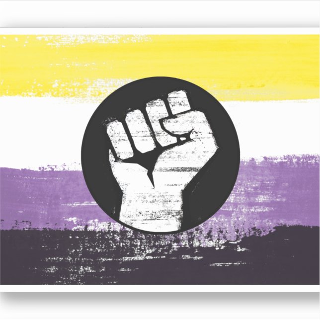 Sticker Drapeau de protestation peint non binaire (Devant)