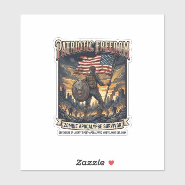 Sticker Drapeau de rouille patriotique Survivant Apocalyps (Feuille)
