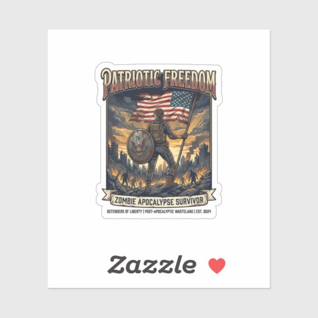 Sticker Drapeau de rouille patriotique Survivant Apocalyps (Feuille)