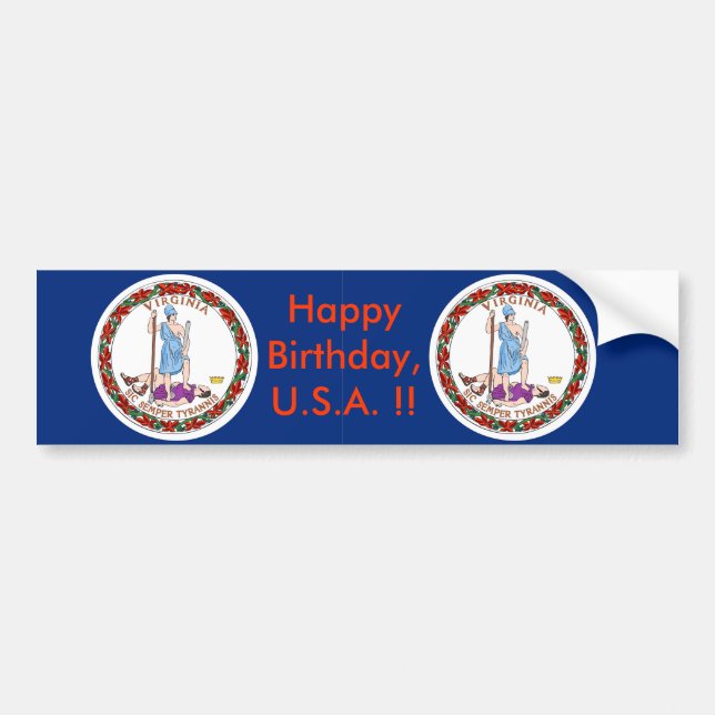 Sticker Drapeau de Virginie, Joyeux Anniversaire U (Devant)