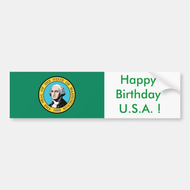 Sticker Drapeau de Washington, Joyeux anniversaire (Devant)