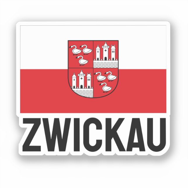 Sticker Drapeau de Zwickau, Allemagne (Recto)