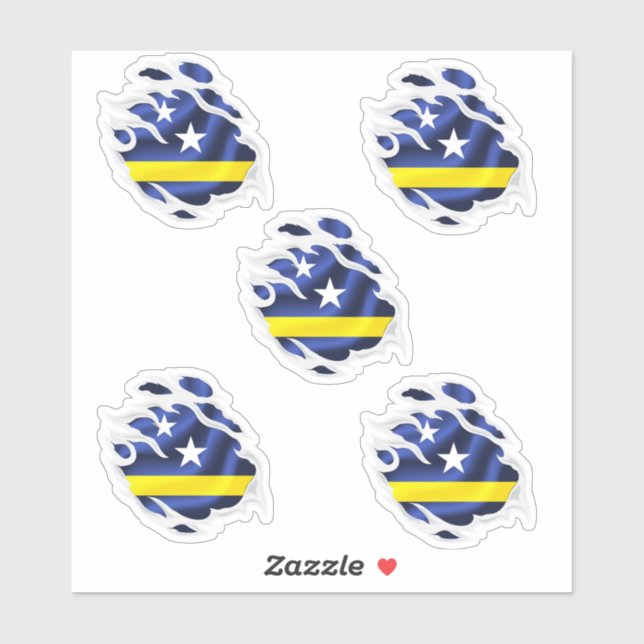 Sticker Drapeau déchiré de Curaçao (Feuille)