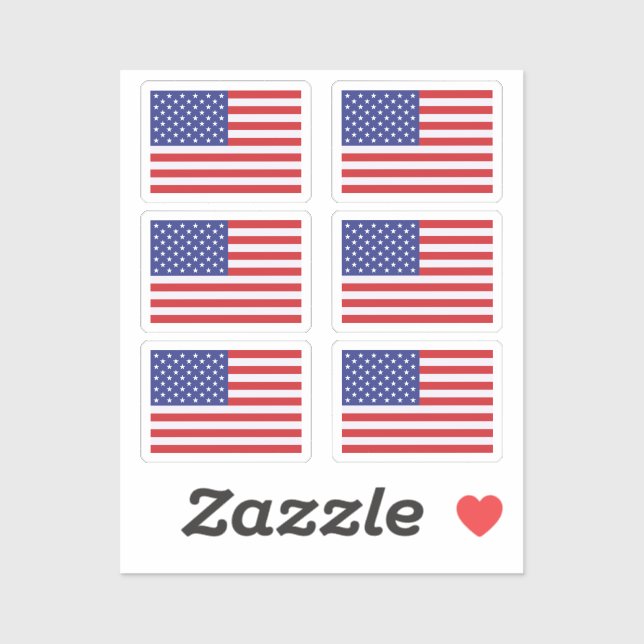 Sticker Drapeau des États-Unis Collection pack de 6 (Feuille)