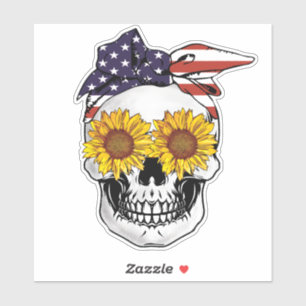 Sticker Drapeau des États-Unis Tournesol Yeux Cheveux Ban