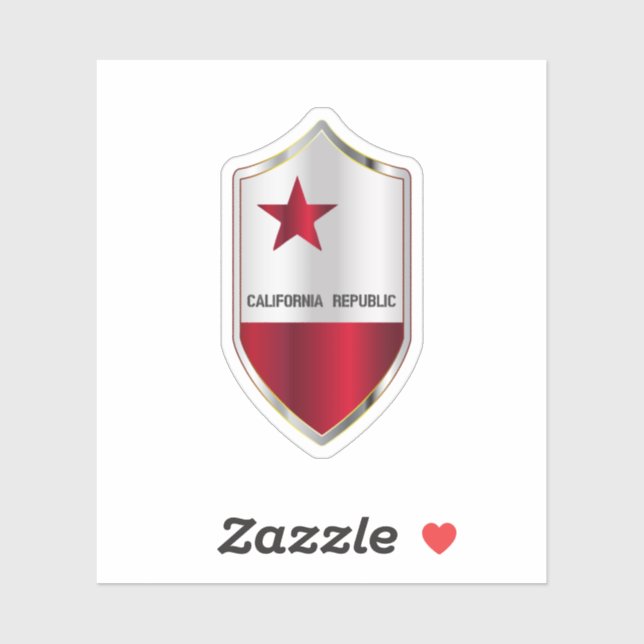 Sticker Drapeau D'État De Californie Sur Un Bouclier De St (Feuille)