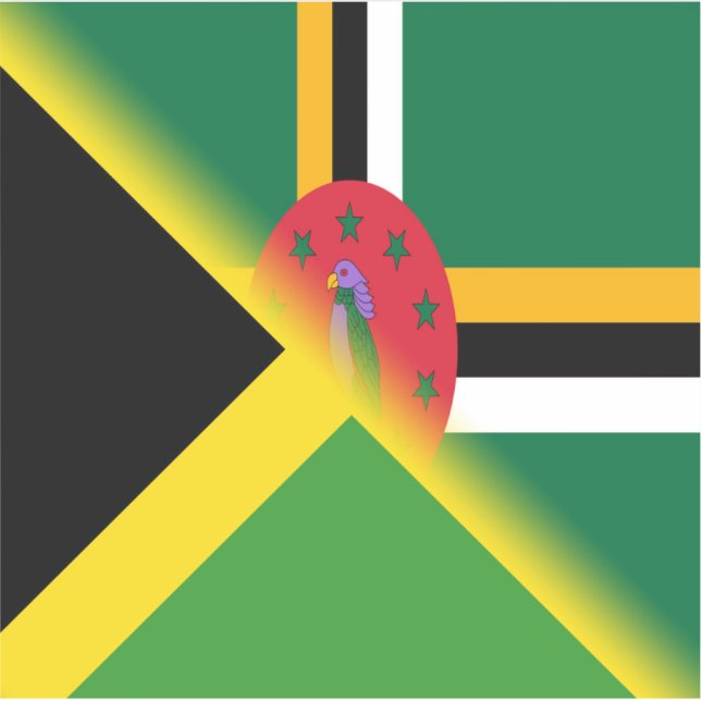 Sticker Drapeau dominicain jamaïcain | Half Jamaïque Domin (Devant)