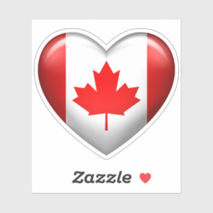 Sticker Drapeau du Canada   Icône Coeur 3D