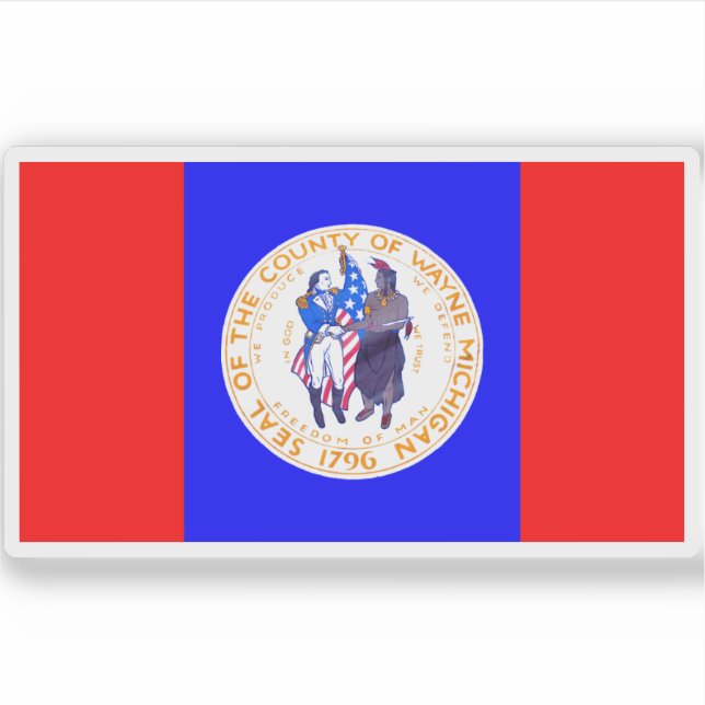 Sticker Drapeau du comté de Wayne, Michigan (Devant)