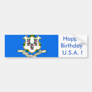 Sticker Drapeau du Connecticut, Joyeux Anniversair