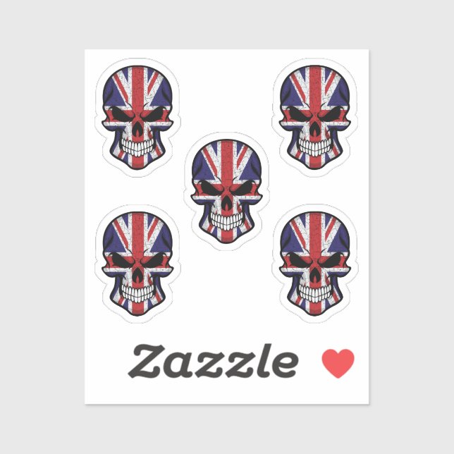 Sticker Drapeau du crâne souriant Royaume-Uni (Feuille)