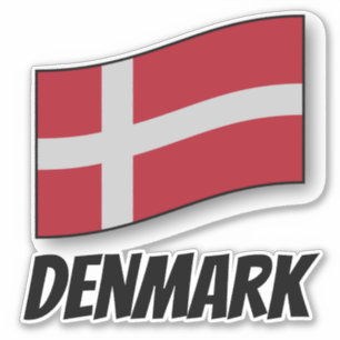Sticker Drapeau du Danemark, étiqueté