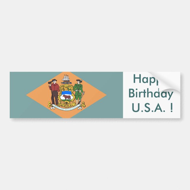 Sticker Drapeau du Delaware, Joyeux anniversaire U (Devant)